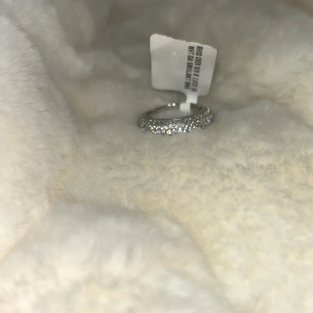 JTV Silver-Tone Pave Sparkle Ring